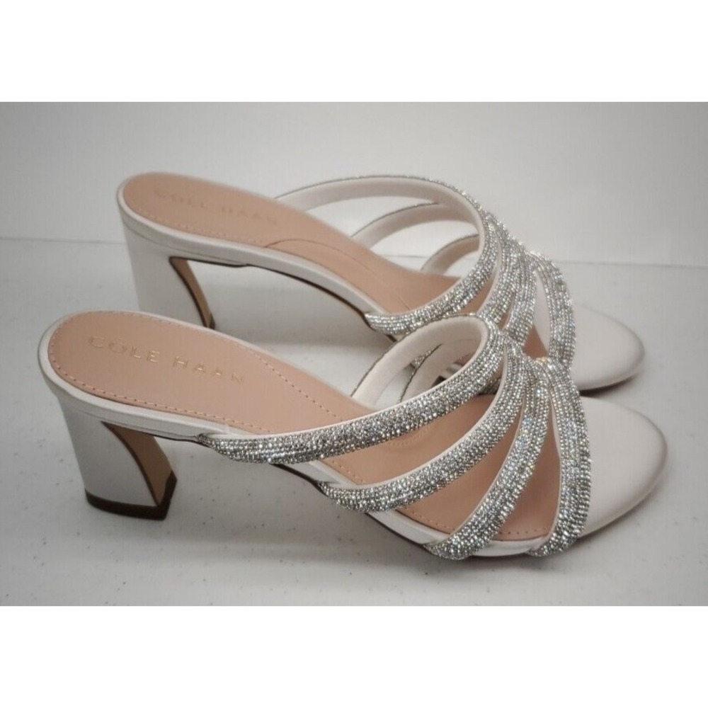 Cole Haan Adella Heeled Strap Sandals Satin All‎ Over Crystal Women's 6.5M EUC